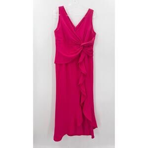 H8 Maxi‎ Dress Womens XL Hot Pink Sleeveless Ruffle Formal